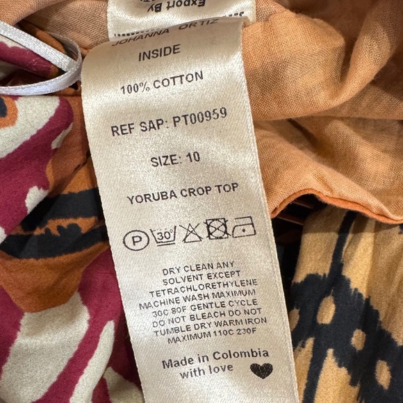 NWT $595 Johanna Ortiz Yoruba Crop Top in Russet Terracotta, Black, & Ecru Sz 10 - Picture 11 of 13